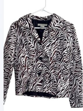 Requirements Zebra-Print Brown and White Jean Jacket